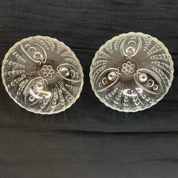 2 Anchor Hocking Depression Glass Berry Bowls Footed Burple Bubble Pattern 4.5” - Picture 1 of 9